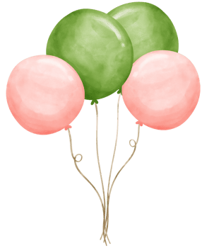 birthday Balloons green and pink png