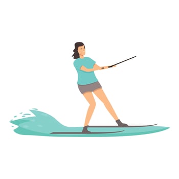Girl water skiing icon cartoon vector. Board beach vector