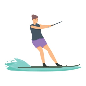 Adventure water skiing icon cartoon vector. Sport summer vector