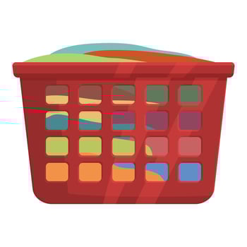 Red laundry basket icon cartoon vector. Washing cleaner vector