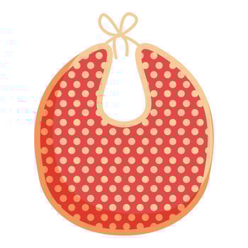 Dotted red bib icon cartoon vector. Baby dry silicone vector