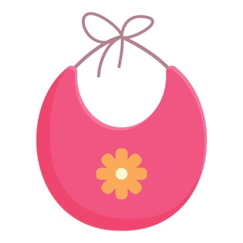 Pink flower bib icon cartoon vector. Girl baby feeding vector