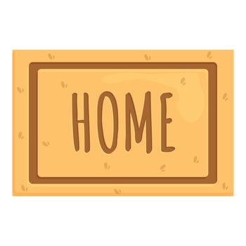 Home text door mat icon cartoon vector. Carpet house vector