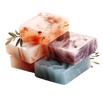 AI generated Assorted Handmade Soaps isolated on transparent background png