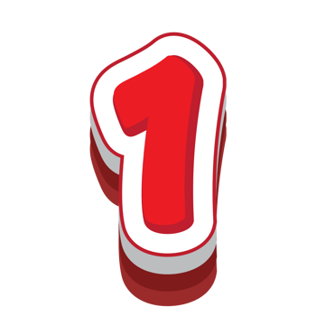 number 1 red cartoon text effect png