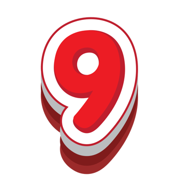 number 9 red cartoon text effect png