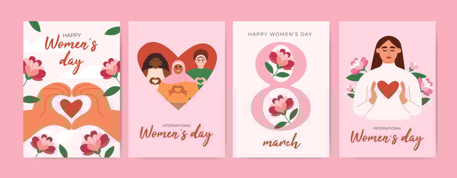Womens Day greeting cards vector