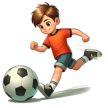 AI generated a boy kicks a ball. cartoon style. on transparent background png