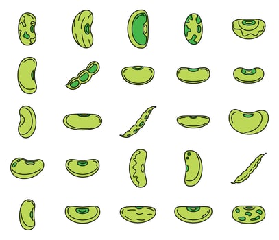 Legume kidney bean icons set vector color