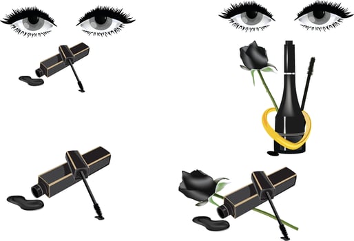 Black Maschara makeup for female eyes- vector