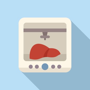 Liver printing box icon flat vector. Medical bio science vector