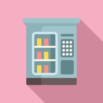 Transported vending machine icon flat vector. Drink cooler vector