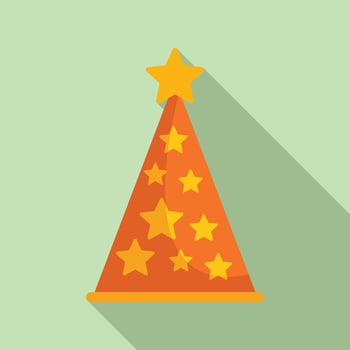 Body star party hat icon flat vector. Paper cone vector