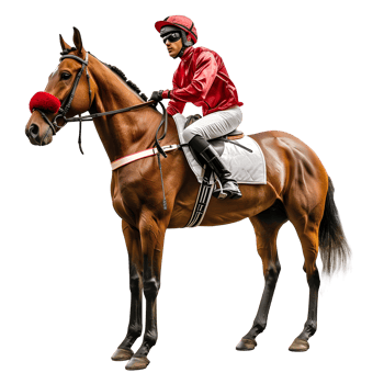 AI generated Majestic Jockey on Standing Horse Isolated on transparent Background. Generative AI png