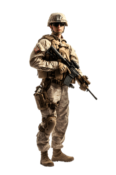 AI generated Solitary Soldier Isolated on transparent Background. Generative AI png