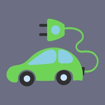 Electric Car, Ecology and Sustainability Vector Icon for Better Environmental Earth