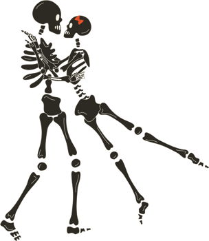 Funny Skeleton with decor for Valentine's day. Cute character Skeleton Bones png