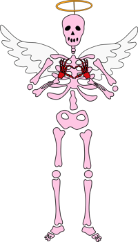 Funny Skeleton with decor for Valentine's day. Cute character Skeleton Bones png