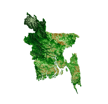Bangladesh Topographic Map 3d realistic map Color 3d illustration png
