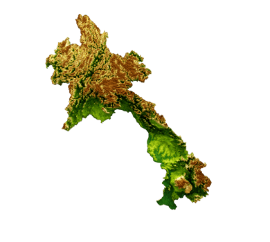 Laos Map Shaded relief Color Height map 3d illustration png