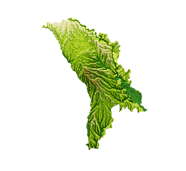 Moldova Map Shaded relief Color Height map 3d illustration png