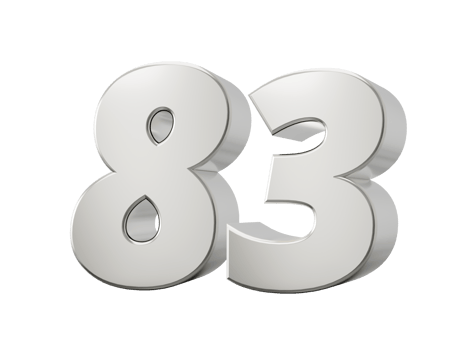 3d Shiny Silver Number 83 Eighty Three 3d Silver Number  3d illustration png