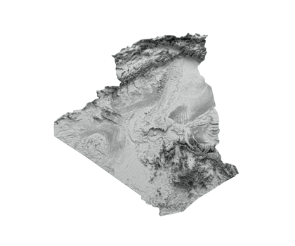 Algeria Map Shaded relief Color Height map 3d illustration png