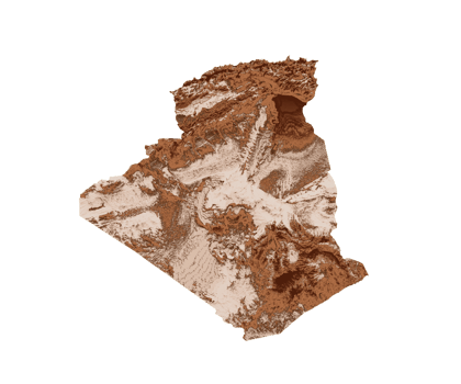 Map of Algeria in old style, brown graphics in a retro style Vintage Style. High detailed 3d illustration png
