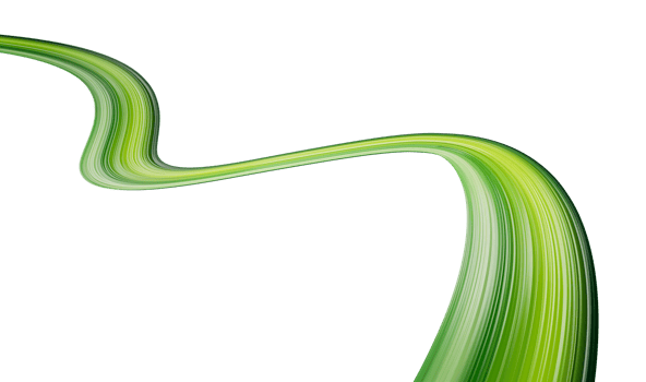 Green acrylic curved ribbon 3d illustration png