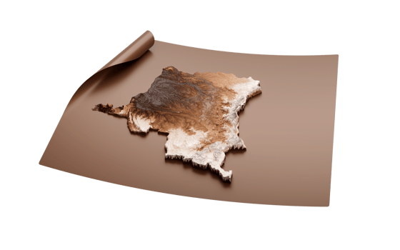 Map Of Congo Old Style Brown On Unrolled Map Paper Sheet, 3d illustration png