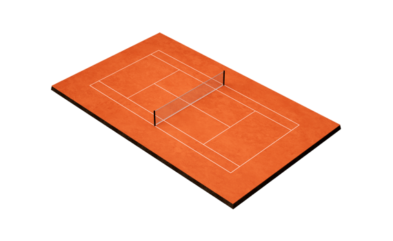 Tennis court Clay Top view field Court field with markings. Play on red clay court, Tennis net 3d illustration png
