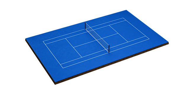 Blue Tennis court cut out 3d illustration png