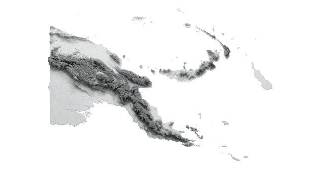 Papua New Guinea Map Flag Shaded relief Color Height map 3d illustration png