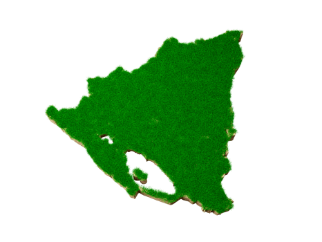 Nicaragua Map soil land geology cross section with green grass and Rock ground texture 3d illustration png