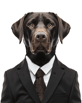 AI generated Anthropomorphic Dog Wearing Suit on Transparent Background png