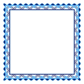 Border frame ceramic tile pattern. Islamic, indian, arabic motifs. Damask border square pattern. Porcelain ethnic bohemian background vector