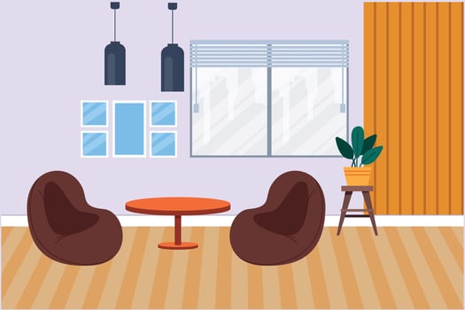 Living room with furniture. Home interior design concept. Colored flat vector illustration isolated.