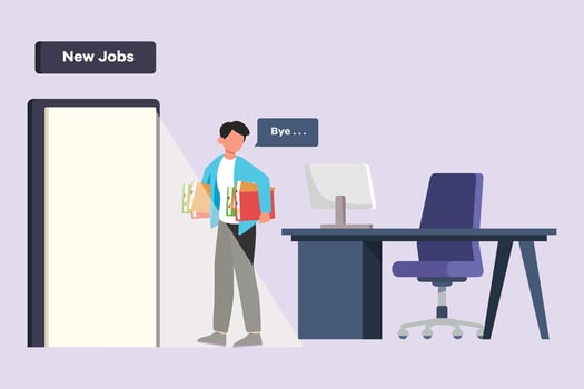 Change job or career. Improvement or progression concept. Colored flat vector illustration isolated.
