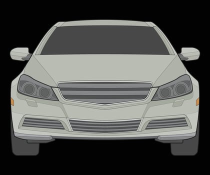 front view Vector Illustration of Isolated highlight  color car on black background, Vehicle in a Flat Cartoon Style.
