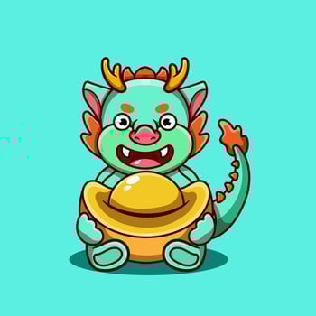 Cute funny 2024 New Year symbol dragon character. Vector cartoon kawaii character illustration icon. Isolated on background. Dragon symbol of New Year 2022 character concept