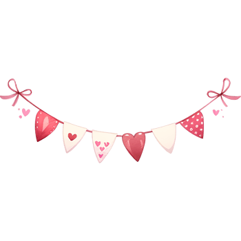 AI generated Valentine's day banner with hearts and garlands png