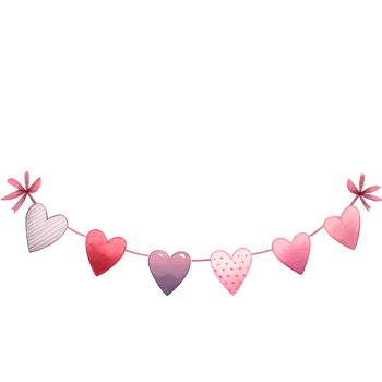 AI generated Valentine's day banner with hearts and garlands png