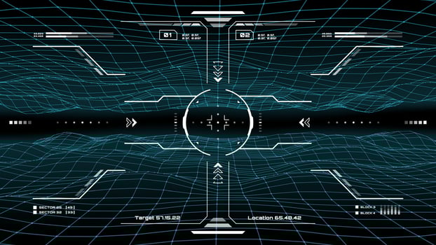 Military HUD interface, target aim controls screen vector