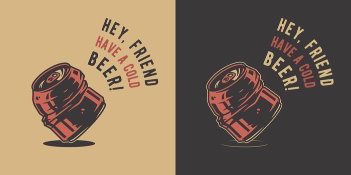Beer crumpled can for bar. Brew design for pab vector