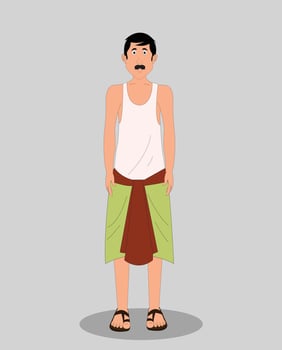 Indian village man front view character design for cartoon animation vector