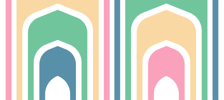 pastel colorful curves mosque ramadan design transparent png
