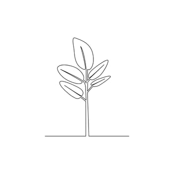 Vector growth tree continuous single line simple drawing art illustration vector image and minimalist