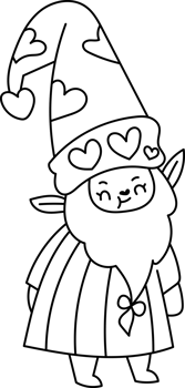 Valentine's Gnomes Cute hand drawn cartoon. cute leaves flowers png