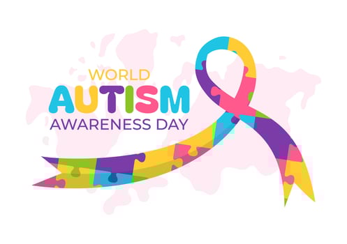 World Autism Awareness Day Vector Illustration with Ribbon of Puzzle Pieces in Healthcare Flat Background Design