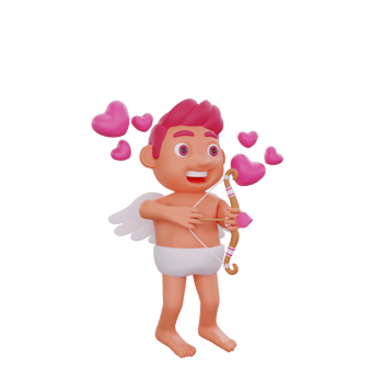 3D illustration of Valentine Cupid character ready to spread love png